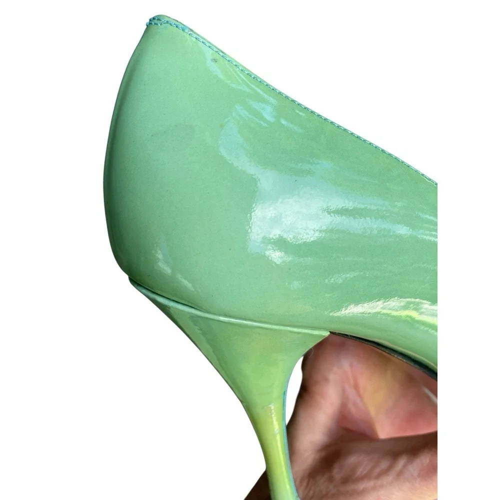 Stuart Weitzman Mint Green Patent Leather Pointed Toe Stiletto Pumps Heels 7M